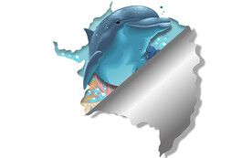 3D互动立体海豚壁画背景墙