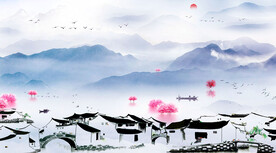 意境山水画背景墙