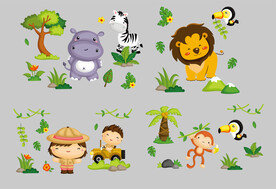 卡通草原野生动物