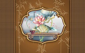 新中式荷花国画电视背景墙