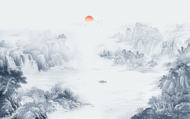 客厅 电视背景山水 tif分层