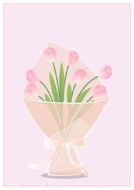 矢量粉色郁金香花束