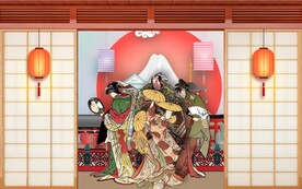 日本料理餐饮背景墙壁画