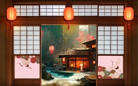 日本料理餐饮背景墙壁画