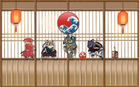 日本料理餐饮背景墙壁画图