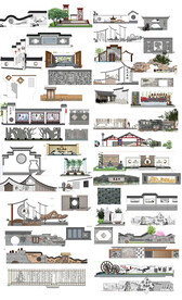 中式景墙文化墙SU模型