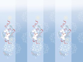 汉服蓝色渐变兔子