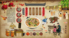 饸饹面背景墙