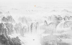 禅意水墨山水画