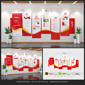 红色企业文化墙