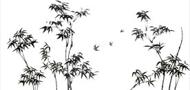 新中式水墨竹林风景背景墙壁画