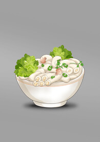 面条 手绘插画 原创 一碗面