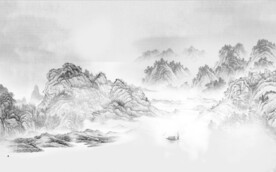 新中式水墨山水国画电视背景墙