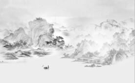 新中式水墨山水国画电视背景墙