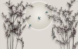 新中式水墨竹林风景背景墙壁画