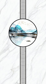 灰白根大理石玄关背景墙 山水画