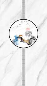 灰白根大理石玄关背景墙抽象弧线