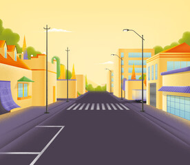 小清新街道美景插画