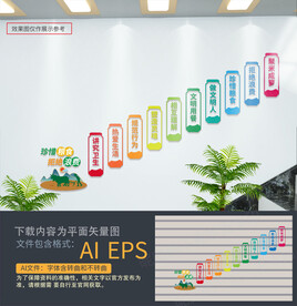 食堂楼梯间文化墙