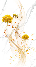 灰白根大理石玄关背景墙抽象弧线