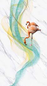 灰白根大理石玄关背景墙抽象弧线