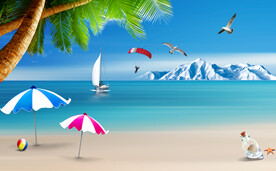 蓝天白云大海沙滩