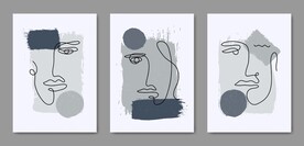 抽线人脸门店装饰画