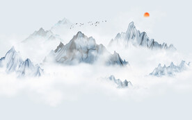 中式水墨山水画