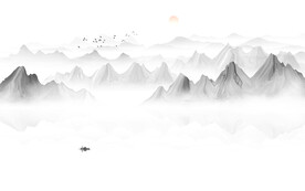意境水墨山水画背景墙