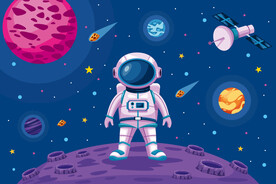 卡通太空星球宇航员银河星空背景