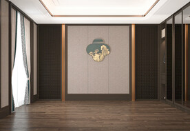 新中式卧室背景墙 空场景