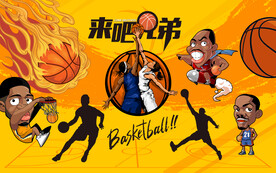 卡通篮球背景设计国潮