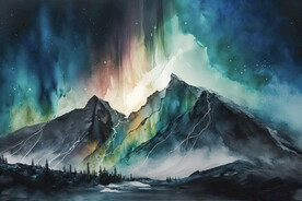 抽象水彩 北极光