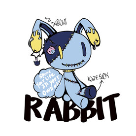 潮牌玩偶兔子印花图案