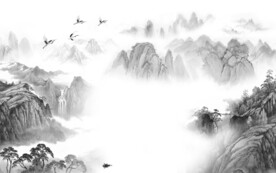 人气 客厅灰色山水 TiF分层