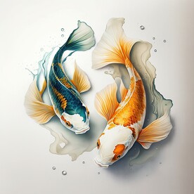 漂亮的手绘锦鲤