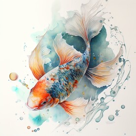 年年有鱼水彩画鲤鱼