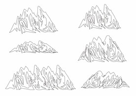 山峰线稿设计AI矢量图