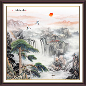 迎客松国画山水