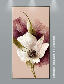 北欧手绘轻奢花卉艺术装饰画