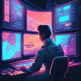 卡通宇宙飞船驾驶舱