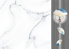 灰白根大理石背景墙 扇子