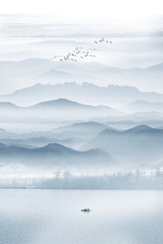 中式玄关水墨山水画