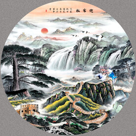 圆形山水画