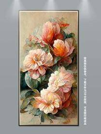 华丽手绘油画风花卉装饰画