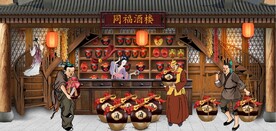 古代白酒文化餐饮背景墙壁画