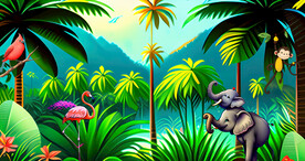 卡通动物森林背景