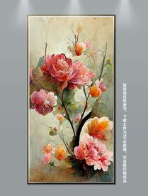 高贵华丽复古花卉艺术玄关装饰画