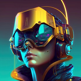 戴VR眼镜的女孩