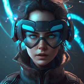 戴VR眼镜的女孩